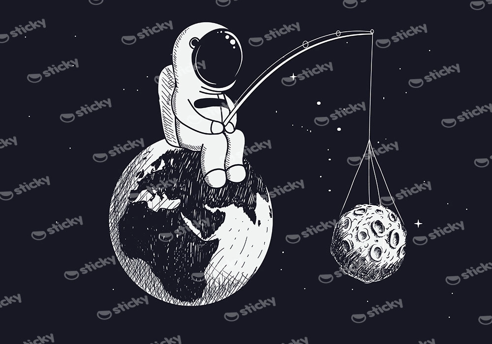 Πινακας σε καμβά ASTRONAUT FISHING MOON