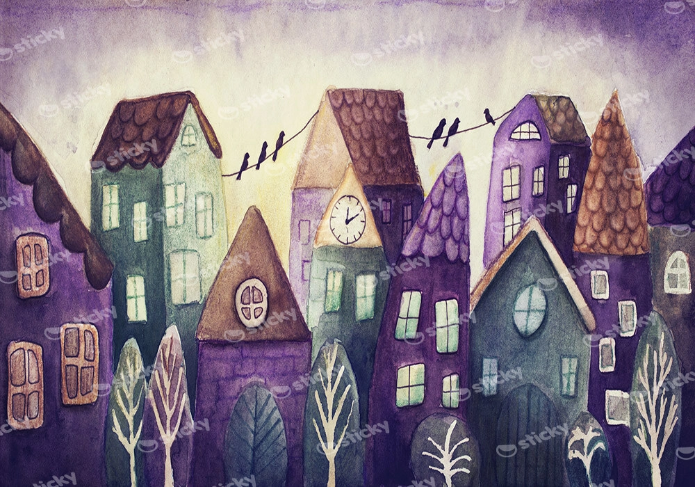 Πινακας σε καμβά FANTASY COLORFUL HOUSES