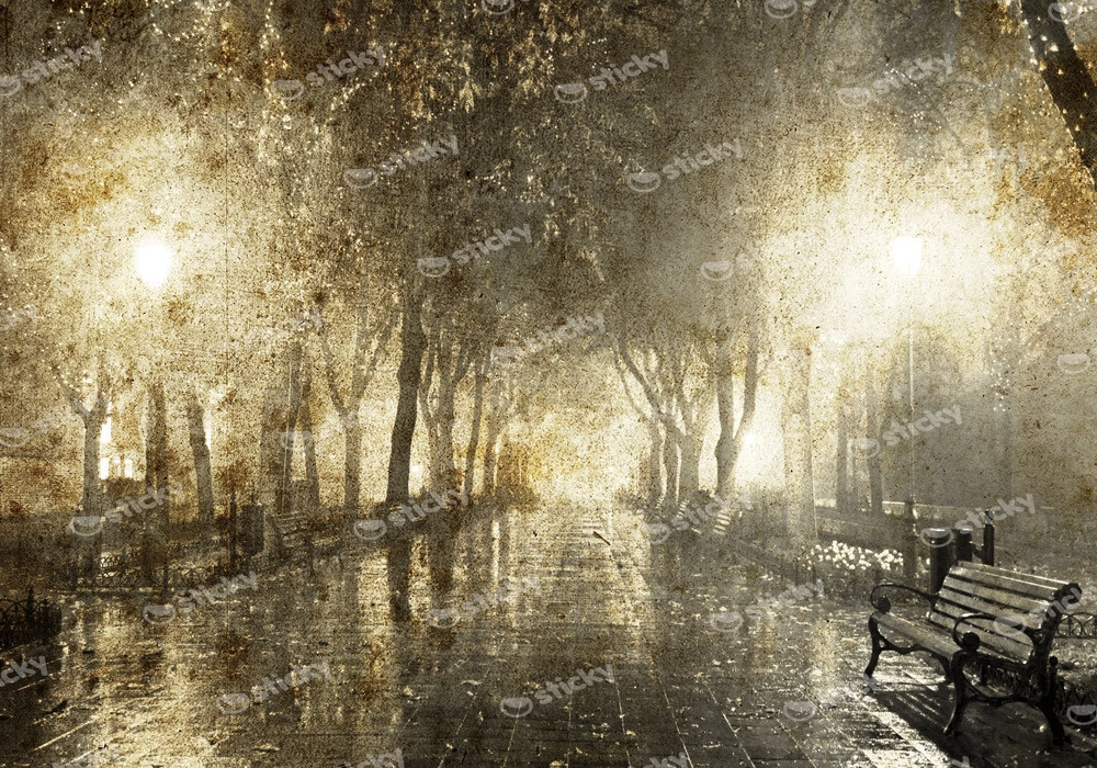 Πινακας σε καμβά BENCH IN NIGHT ALLEY