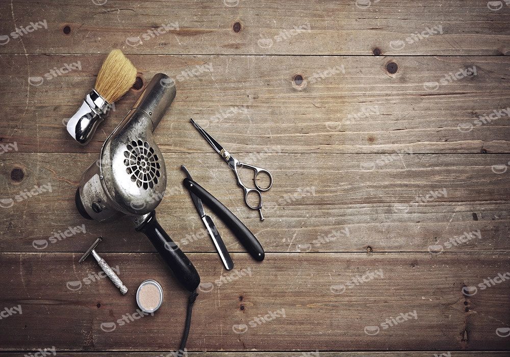 Πινακας σε καμβά VINTAGE BARBER EQUIPMENT