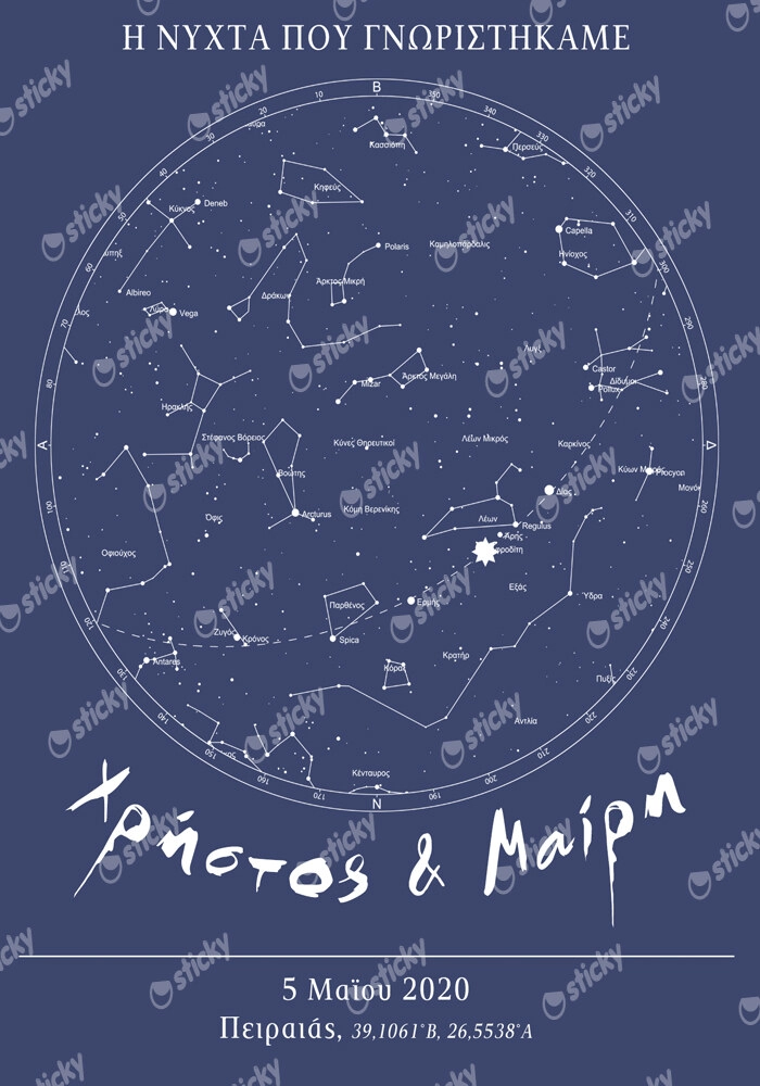 Πίνακας σε καμβά STARS LOVE blue