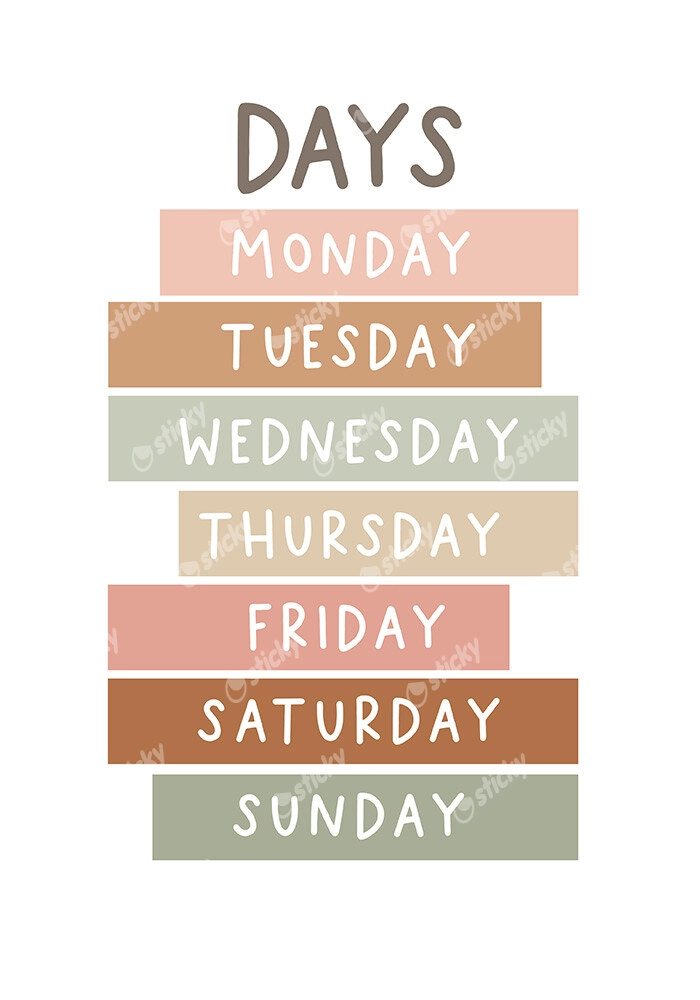 Πινακας σε καμβά DAYS OF THE WEEK