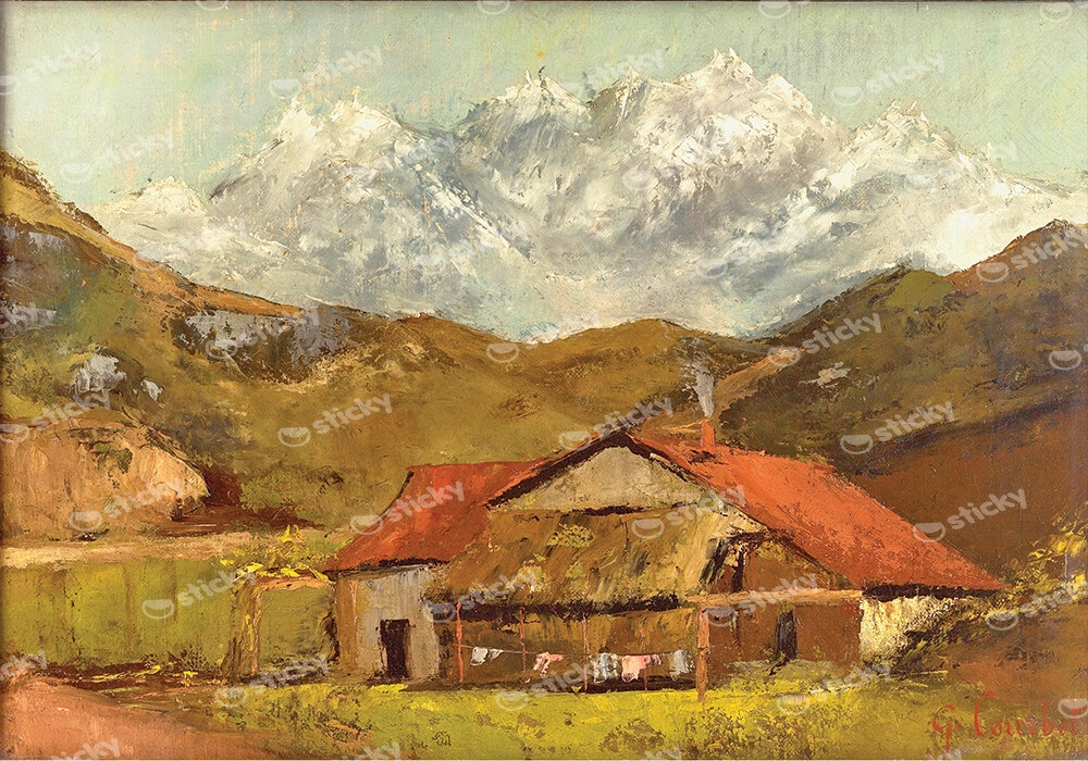 Πινακας σε καμβά GUSTAVE COURBET - A HUT IN THE MOUNTAINS