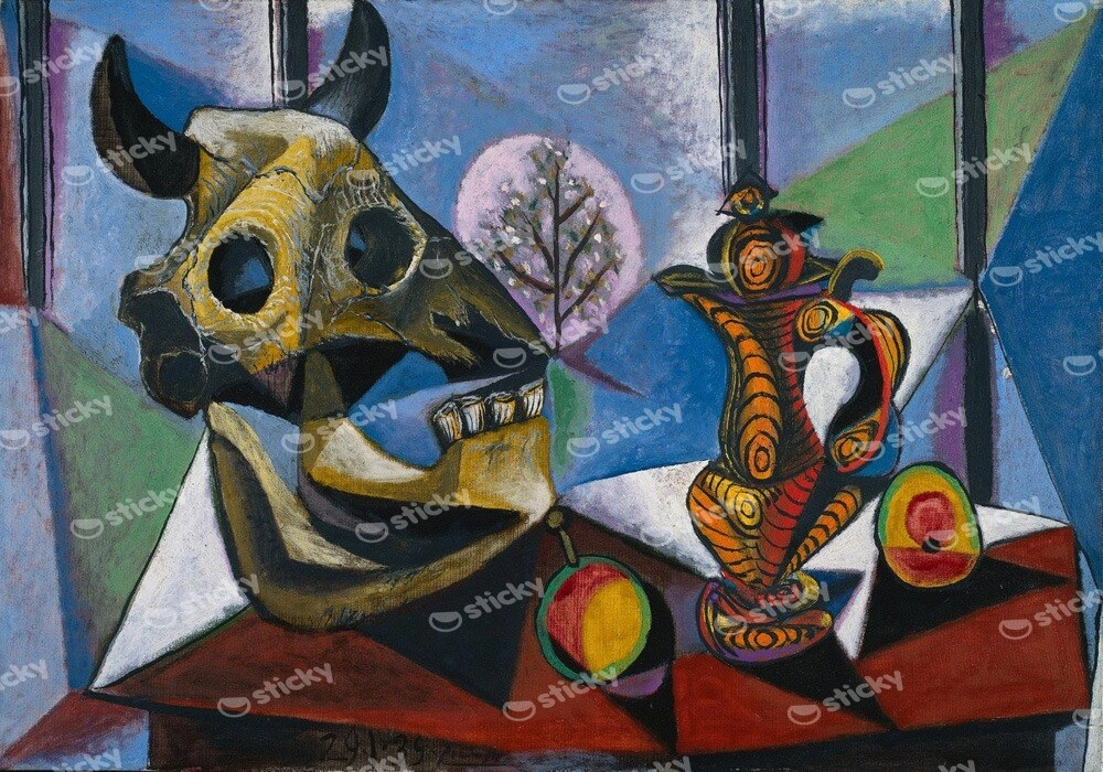 Πίνακας σε καμβά PICASSO - BULL SKULL