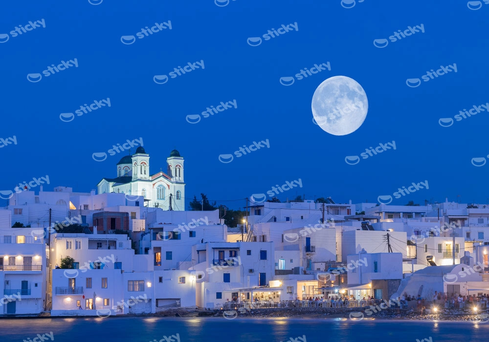Πινακας σε καμβά FULL MOON OVER PAROS