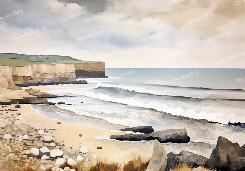 Πινακας σε καμβά PAINTING OF THE  SEASCAPE WITH ROCK SHORE