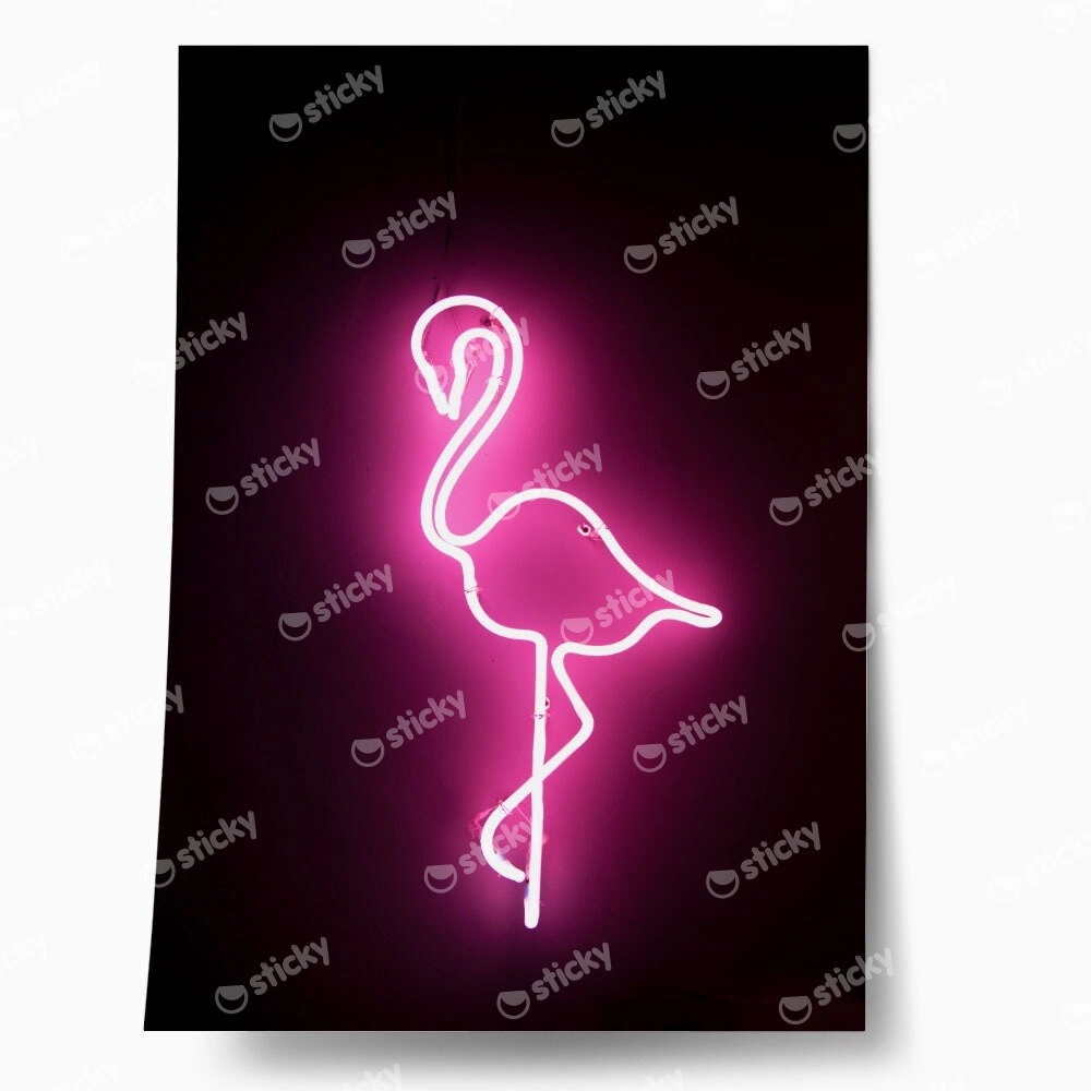 Πόστερ PINK FLAMINGO IN NEON