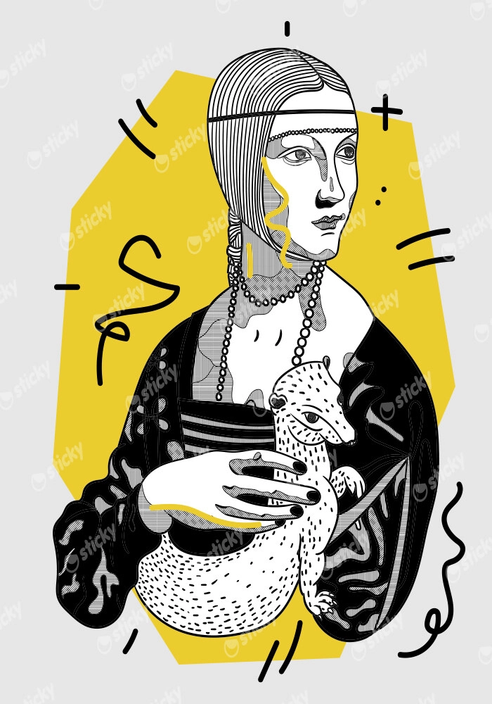 Πινακας σε καμβά GEOMETRIC LADY WITH AN ERMINE LEONARDO DA VINCI