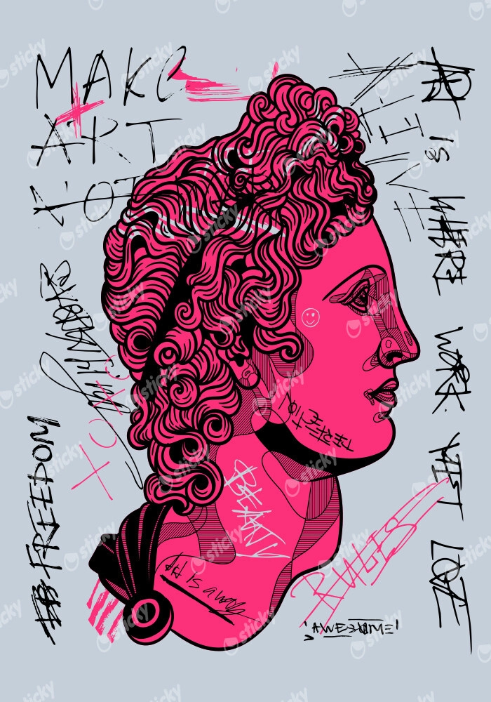 Πινακας σε καμβά APOLLO PINK CALLIGRAPHY