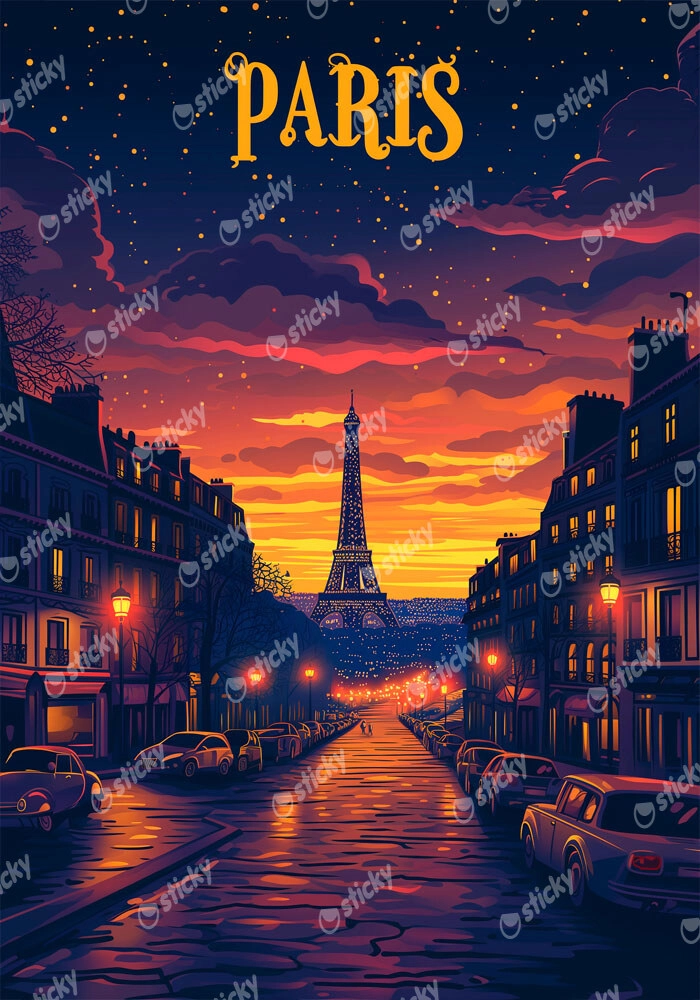 Πινακας σε καμβά PARIS NIGHT DRAWING