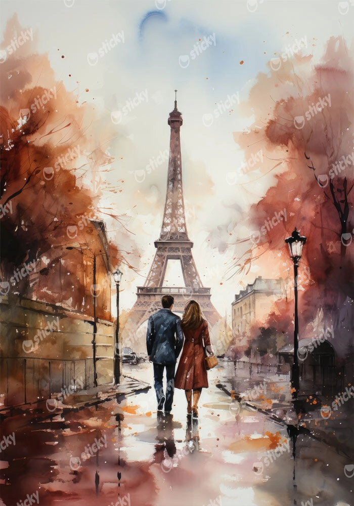 Πινακας σε καμβά PARIS COUPLE PAINTING