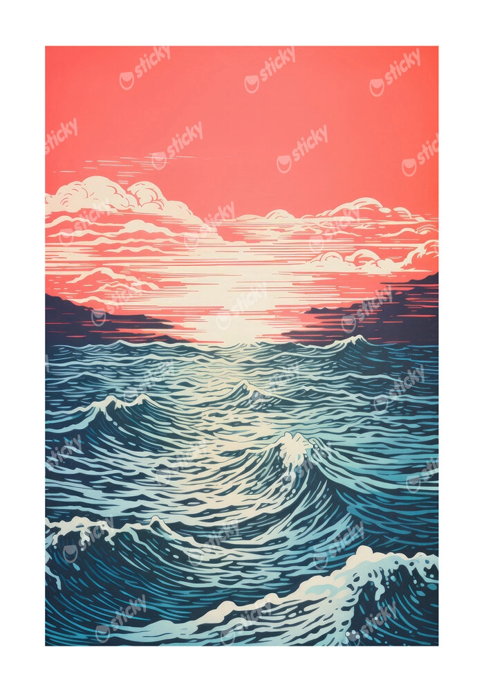 Πόστερ RED SKY BLUE WAVES