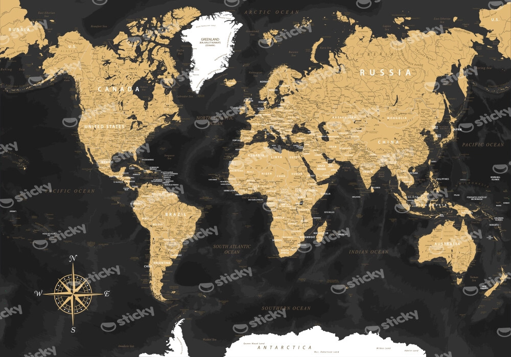 Πινακας σε καμβά DARK WORLD MAP