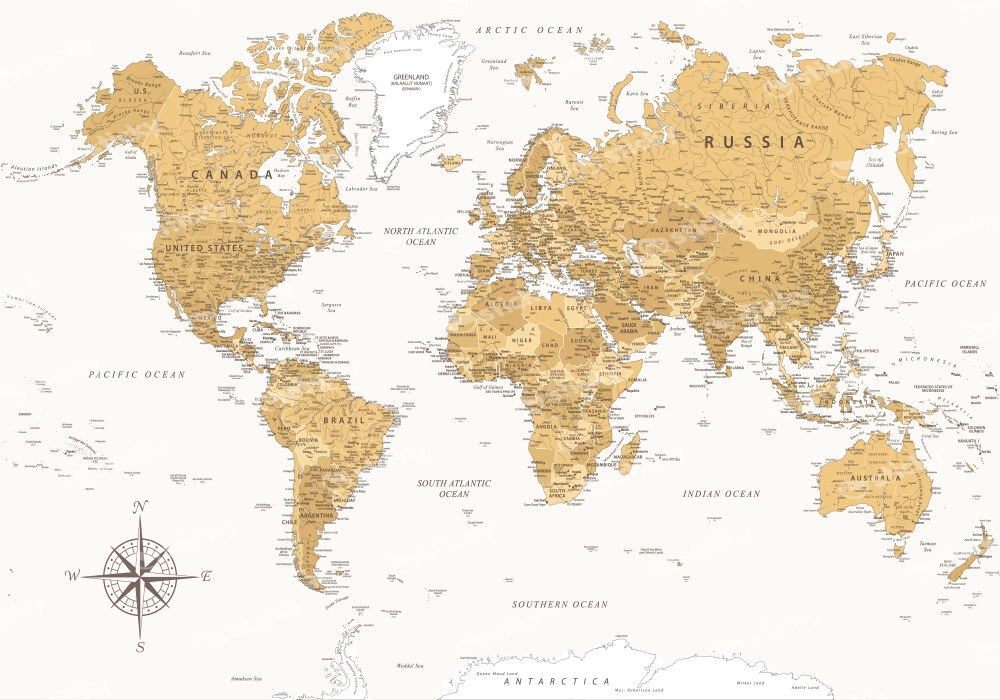 Πινακας σε καμβά EARTHTONE WORLD MAP