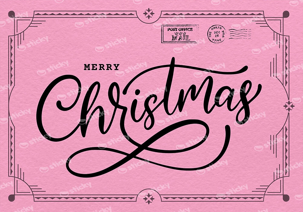 Πινακας σε καμβά PINK CHRISTMAS POSTCARD