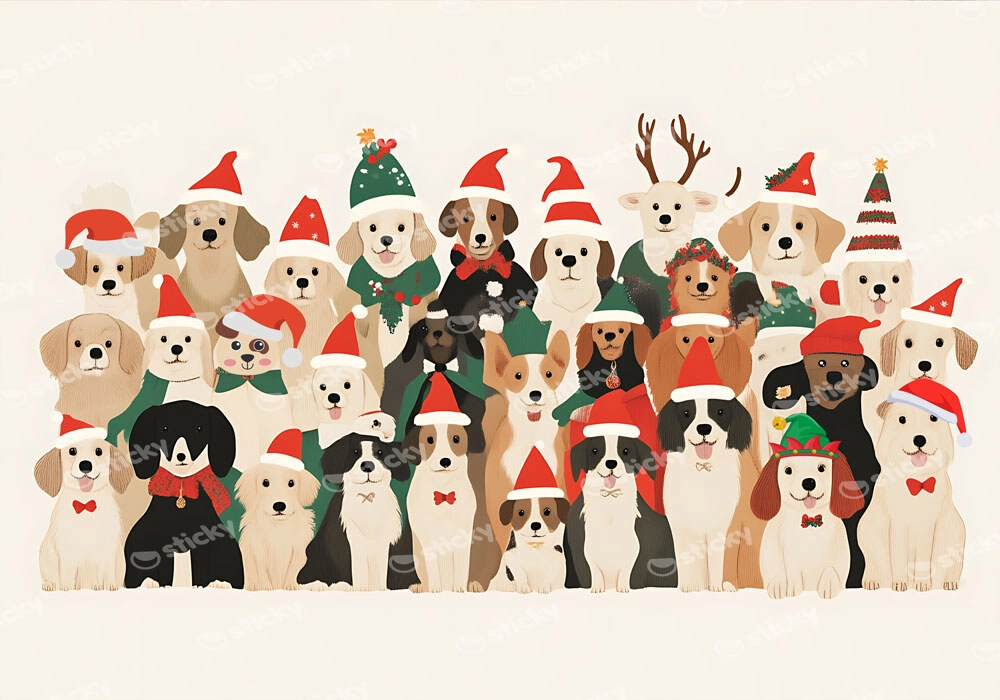 Πινακας σε καμβά XMAS DOGS