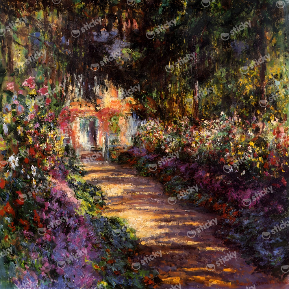 Πίνακας σε καμβά MONET - A PATHWAY IN MONET'S GARDEN GIVERNY