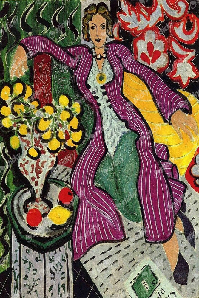 Πινακας σε καμβά MATISSE - WOMAN IN PURPLE COAT