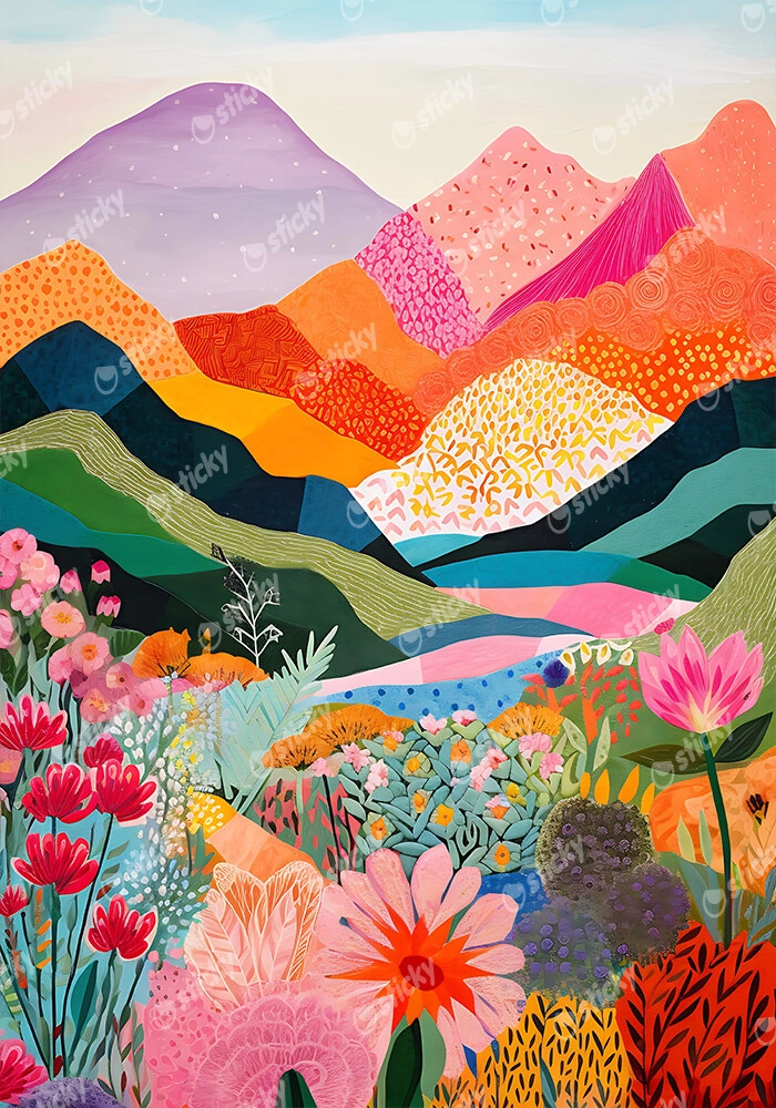 Πόστερ COLORFUL ABSTRACT MOUNTAIN