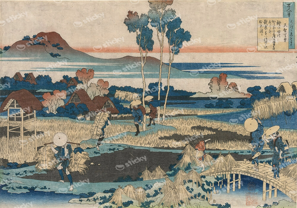 Πινακας σε καμβά HOKUSAI - JAPAN RICE FIELDS AND WORKERS