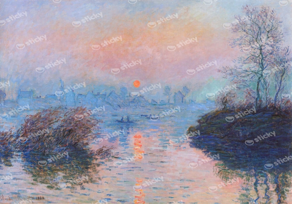 Πινακας σε καμβά MONET - SUNSET AT LAVACOURT, WINTER EFFECT