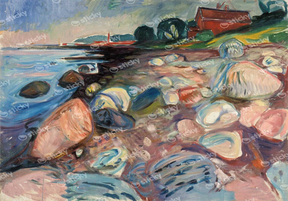 Πινακας σε καμβά EDVARD MUNCH - SHORE WITH RED HOUSE