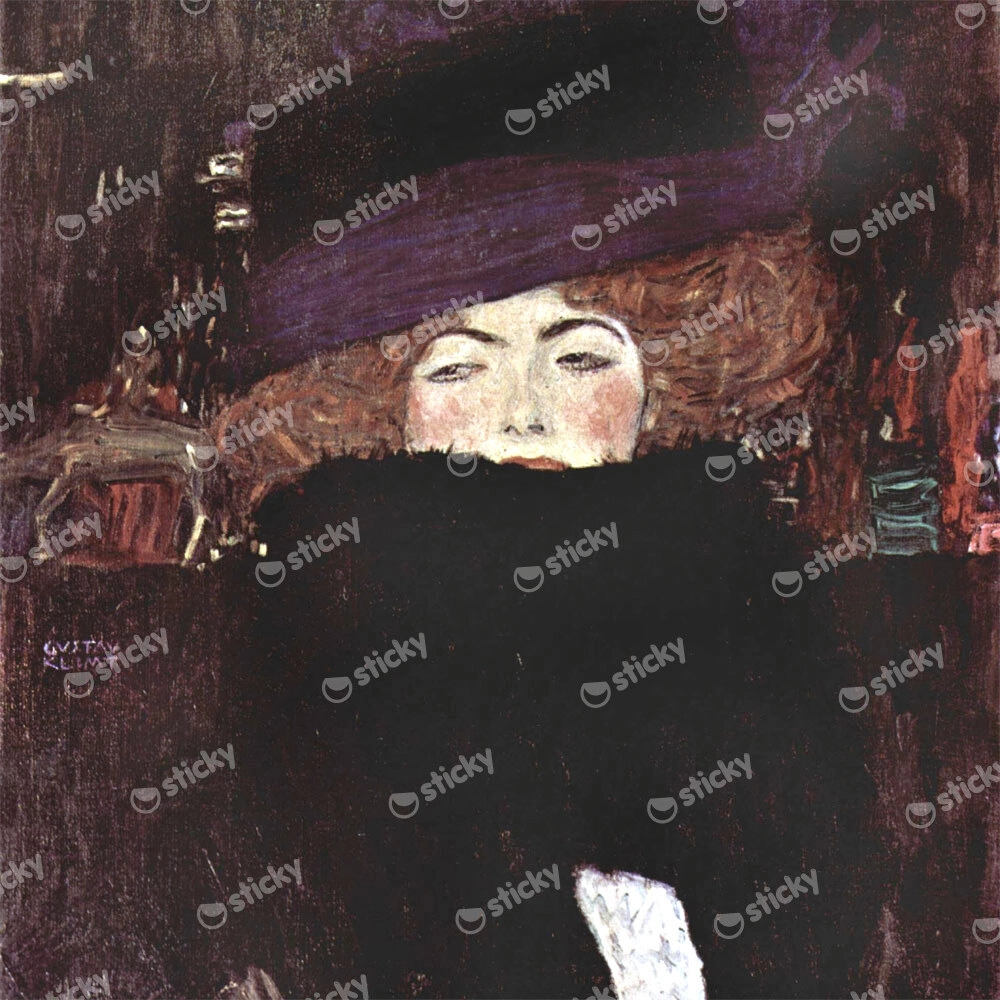 Πίνακας σε καμβά KLIMT - WOMAN WITH A HAT AND A FEATHER BOA