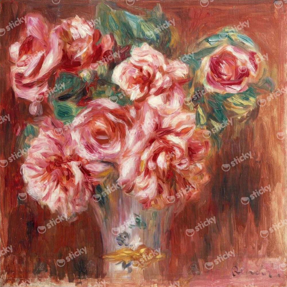 Πίνακας σε καμβά RENOIR - ROSES DANS UN VASE