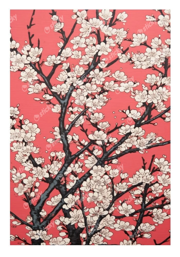 Πόστερ JAPANESE ALMOND BLOSSOM RED