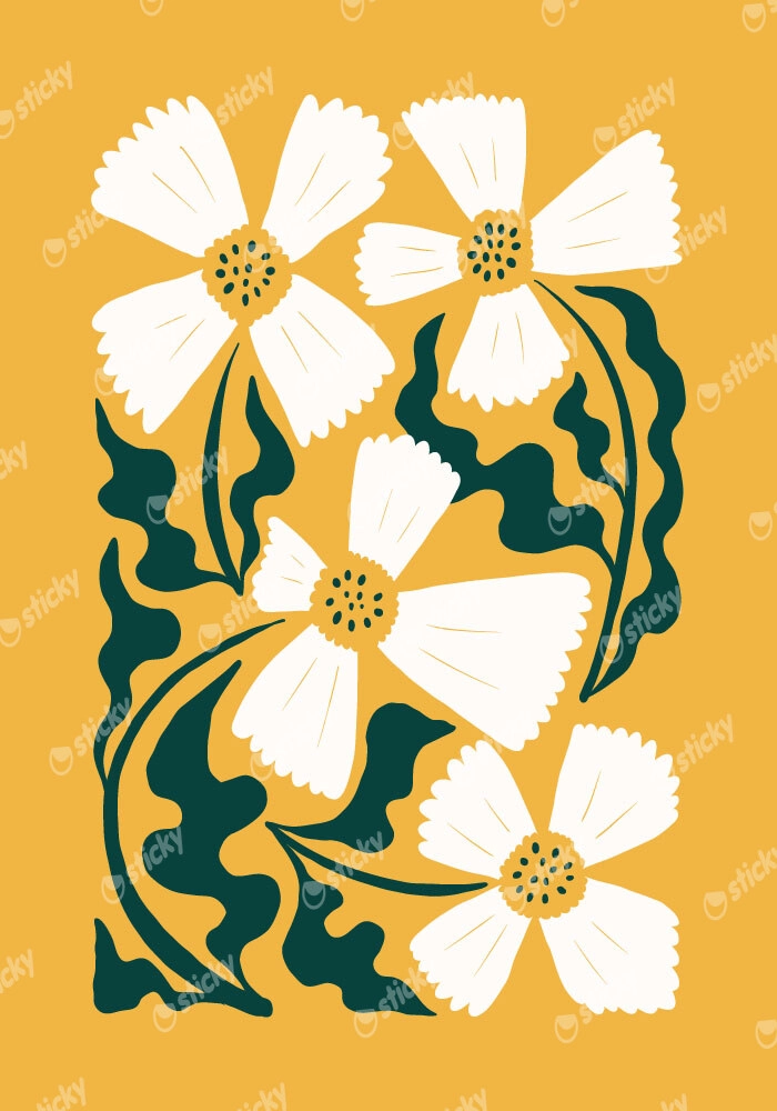 Πόστερ WHITE AND GREEN FLOWERS