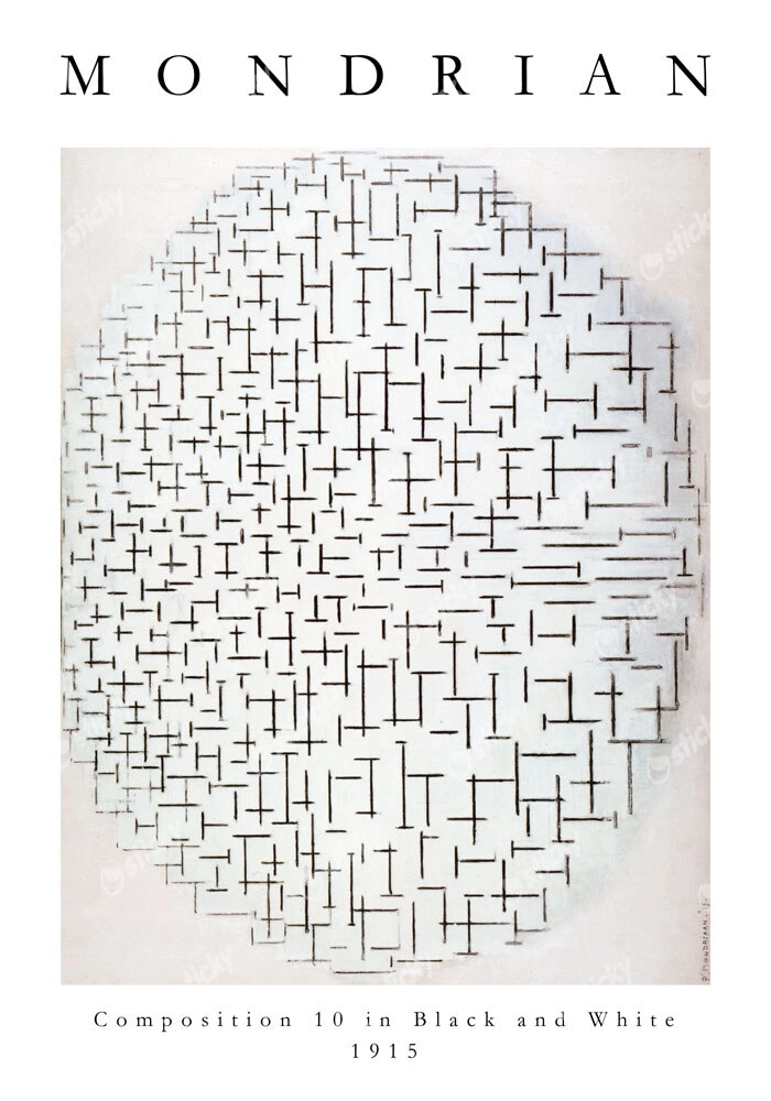 Πόστερ MONDRIAN - COMPOSITION 10 IN BLACK AND WHITE
