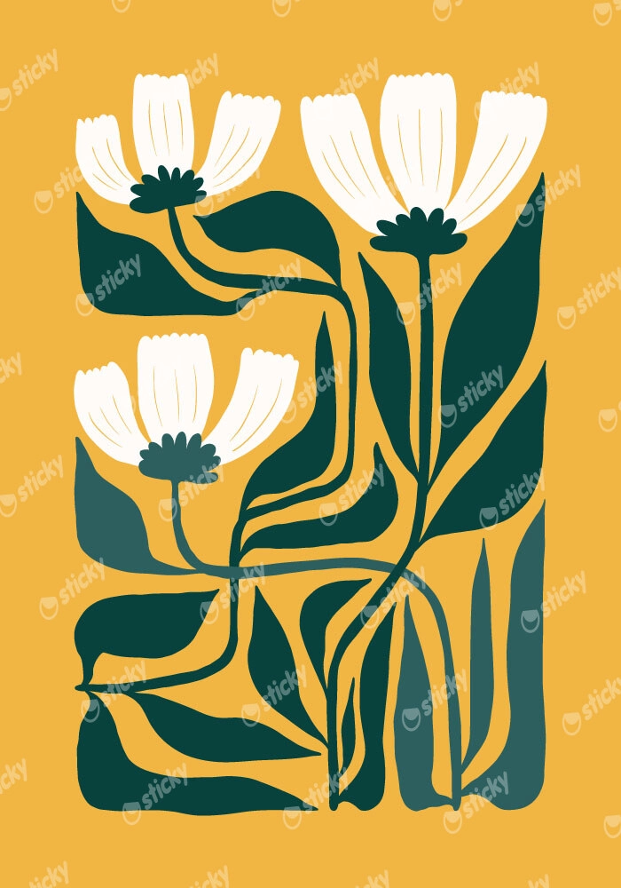 Πόστερ WHITE AND GREEN FLOWERS 2