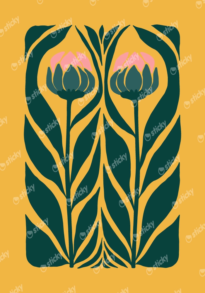 Πόστερ PINK AND GREEN FLOWERS 2
