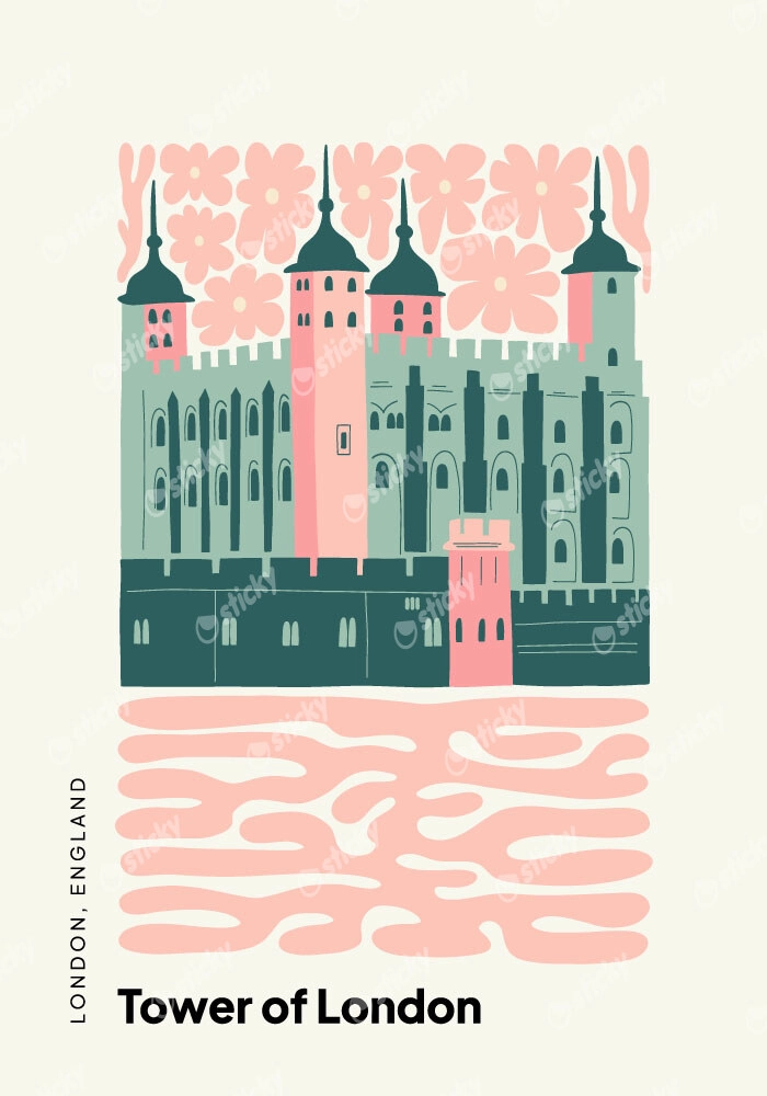 Πόστερ FLORAL-TRAVEL-LONDON-TOWER