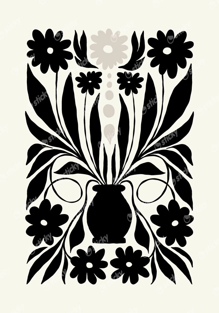 Πόστερ BLACK AND WHITE FLORAL 2