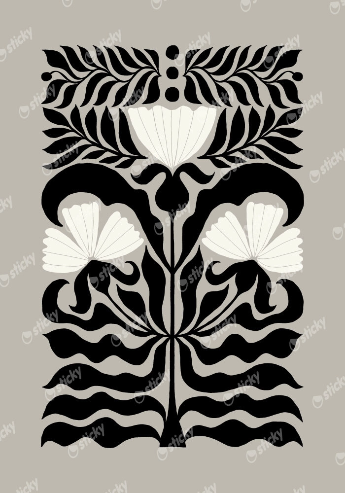 Πόστερ BLACK AND WHITE FLORAL 4