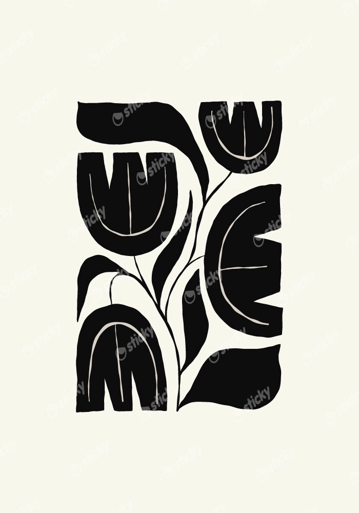Πόστερ BLACK AND WHITE FLORAL 5