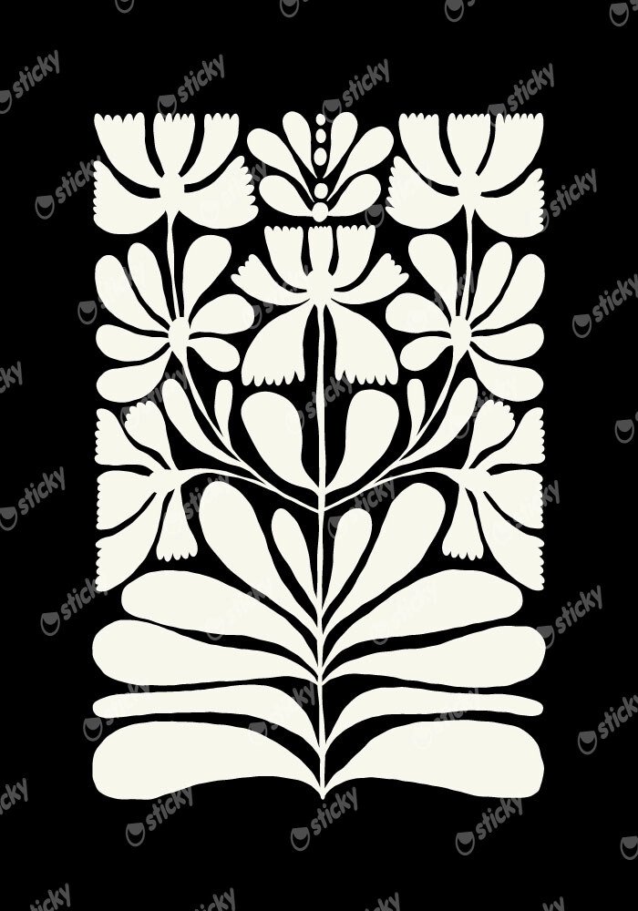 Πόστερ BLACK AND WHITE FLORAL 6