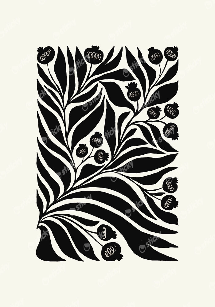 Πόστερ BLACK AND WHITE FLORAL 8