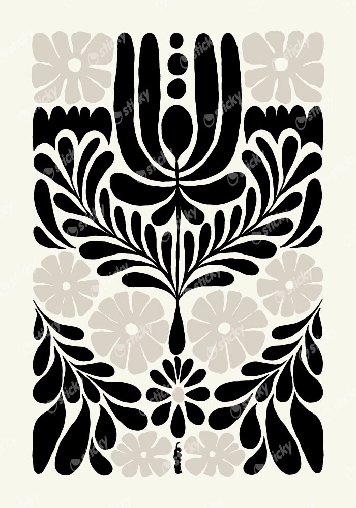 Πόστερ BLACK AND WHITE FLORAL 10
