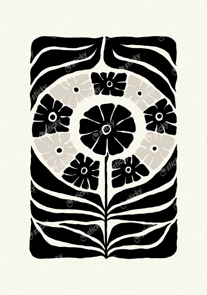 Πόστερ BLACK AND WHITE FLORAL 11