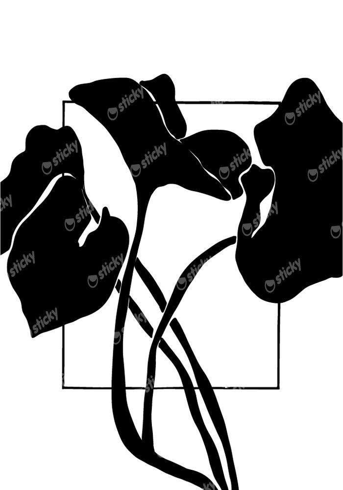 Πόστερ ABSTRACT BLACK AND WHITE LEAVES 2