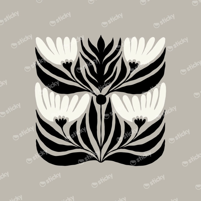 Πόστερ BLACK AND WHITE FLORAL 14
