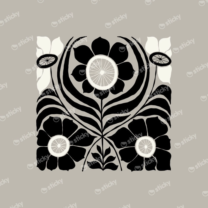 Πόστερ BLACK AND WHITE FLORAL 16