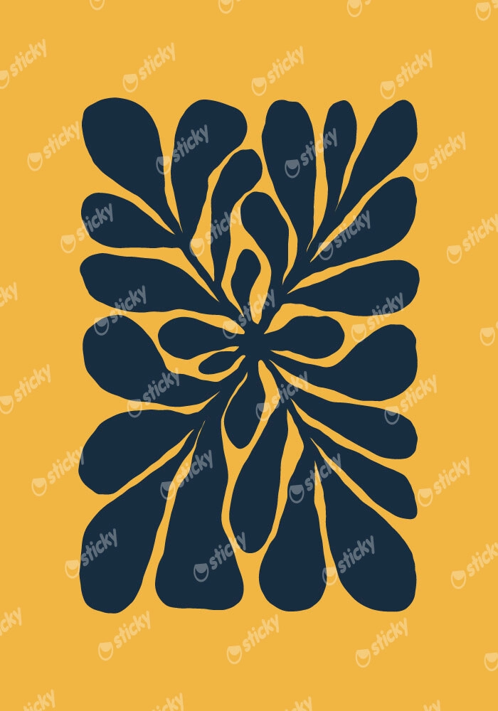 Πόστερ MATISSE STYLE FLORAL BLUE AND ORANGE