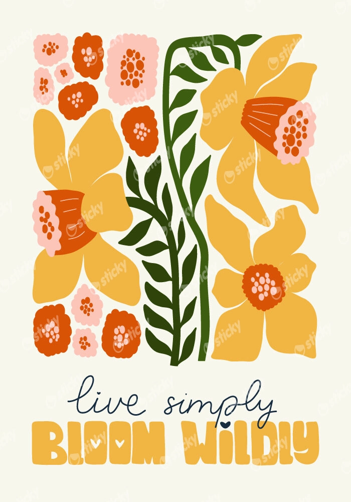 Πόστερ MATISSE STYLE FLORAL LIVE SIMPLY BLOOM WILDLY