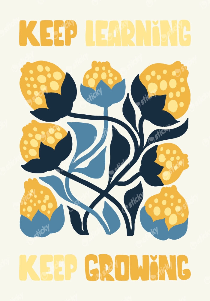 Πόστερ MATISSE STYLE FLORAL KEEP LEARNING KEEP GROWING