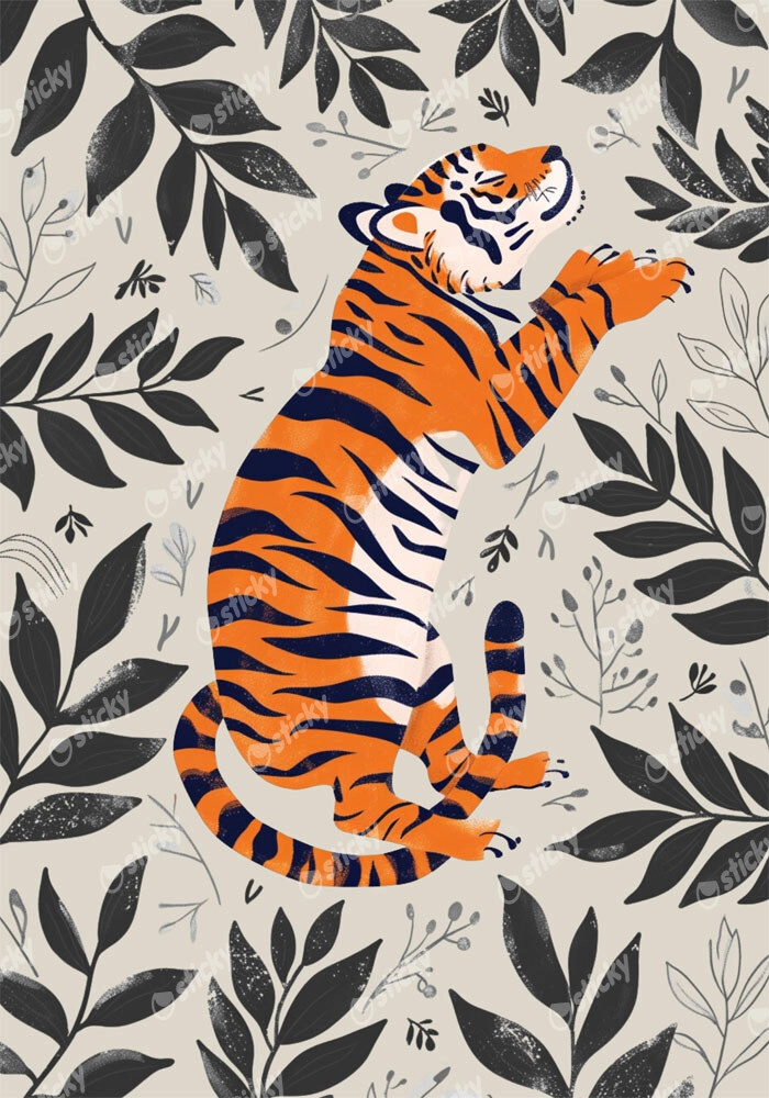 Πόστερ RETRO TRENDY SLEEPING TIGER