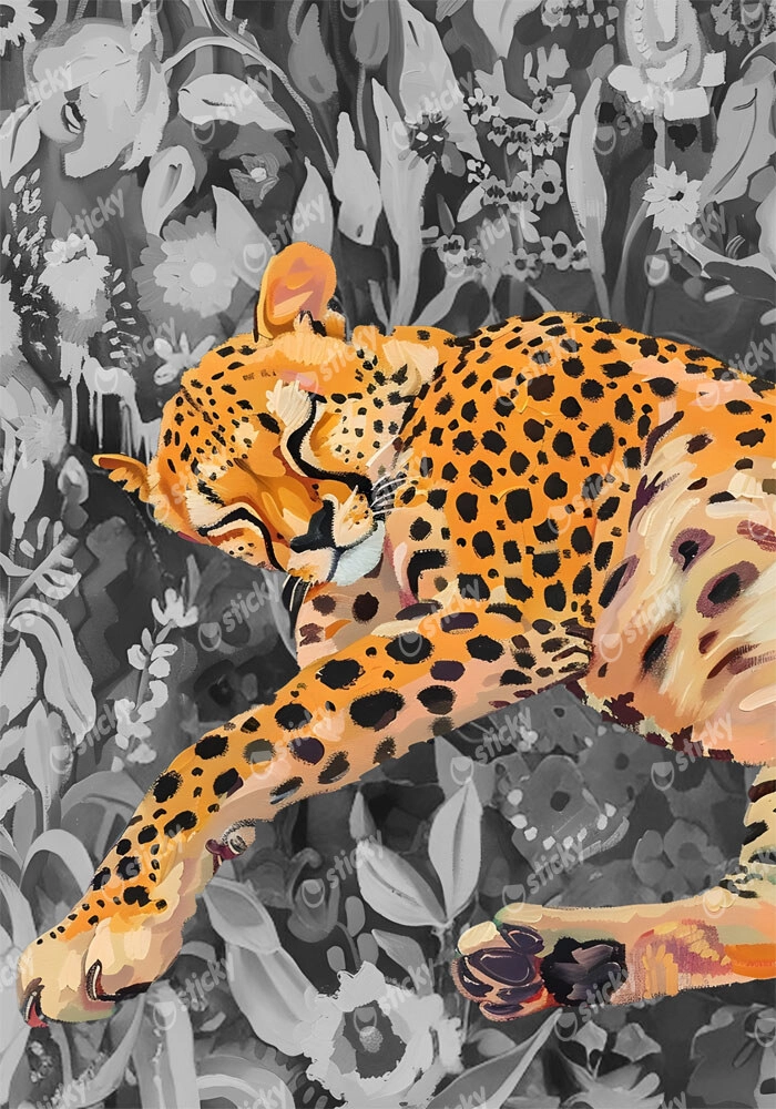 Πόστερ RETRO TRENDY SLEEPING CHEETAH