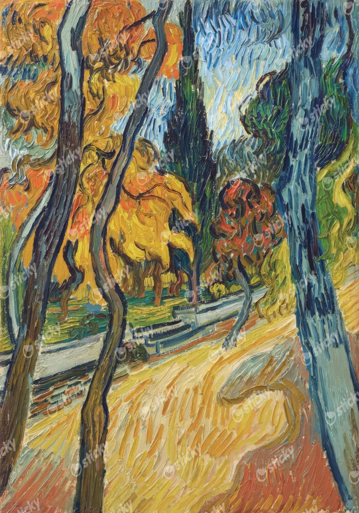 Πινακας σε καμβά VAN GOGH - ARBRES DANS LE JARDIN DE LASILE